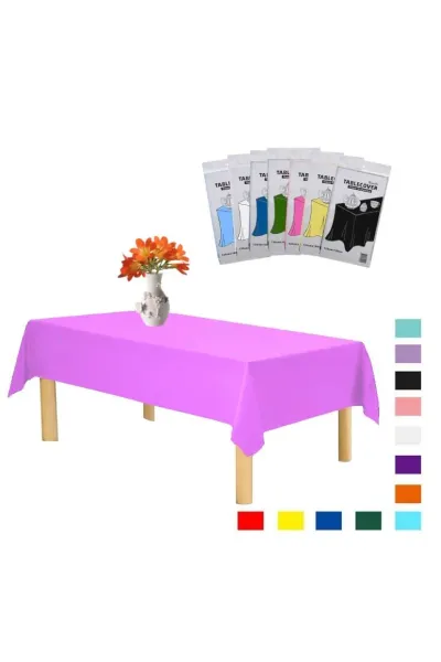 PLASTİK PEMBE MASA ÖRTÜSÜ