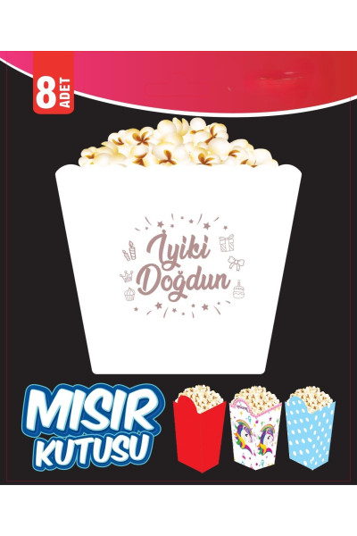 MISIR KUTUSU İYİ Kİ DOĞDUN BEYAZ 8 Lİ
