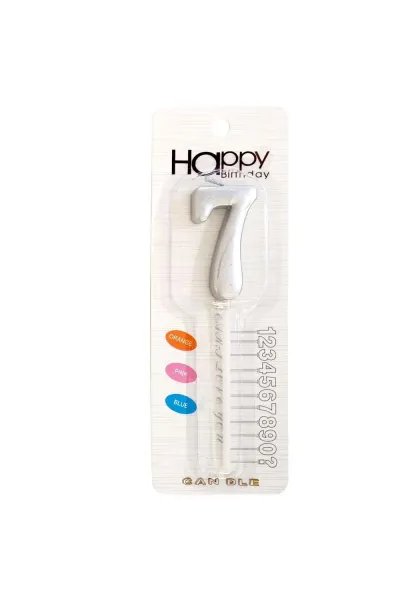 ORTA BOY 7 RAKAM GÜMÜŞ MUM 12CM