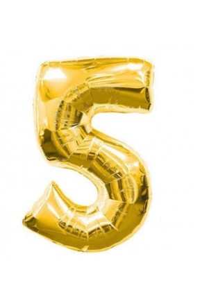 TOPTAN 16 INC FOLYO BALON RAKAM GOLD 5