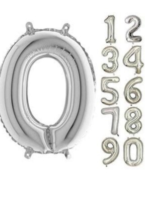 TOPTAN 16 INC FOLYO BALON RAKAM GÜMÜŞ 0