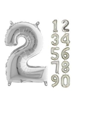 TOPTAN 16 INC FOLYO BALON RAKAM GÜMÜŞ 2