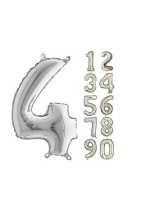 TOPTAN 16 INC FOLYO BALON RAKAM GÜMÜŞ 4