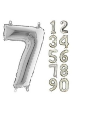 TOPTAN 16 INC FOLYO BALON RAKAM GÜMÜŞ 7