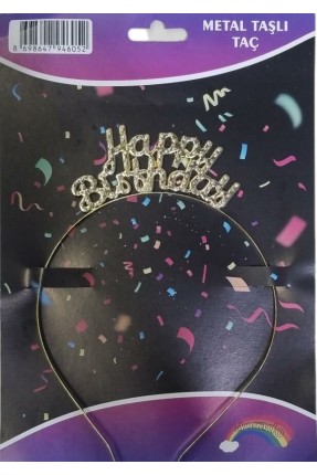 TAÇ TAŞLI METAL HAPPY BIRTHDAY GOLD