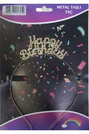 TAÇ TAŞLI METAL HAPPY BIRTHDAY GOLD