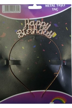TAÇ TAŞLI METAL HAPPY BIRTHDAY BRONZ
