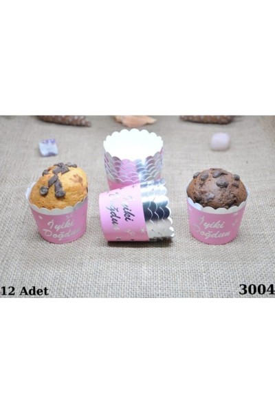 KAPSÜL 12 Lİ VARAKLI İYİKİ DOĞDUN PEMBE GÜMÜŞ