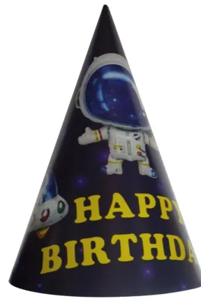 8 Lİ UZAY TEMALI HAPPY BİRTHDAY ŞAPKA