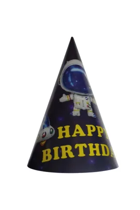 8 Lİ UZAY TEMALI HAPPY BİRTHDAY ŞAPKA
