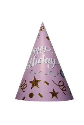 8 Lİ HAPPY BİRTHDAY PEMBE ŞAPKA