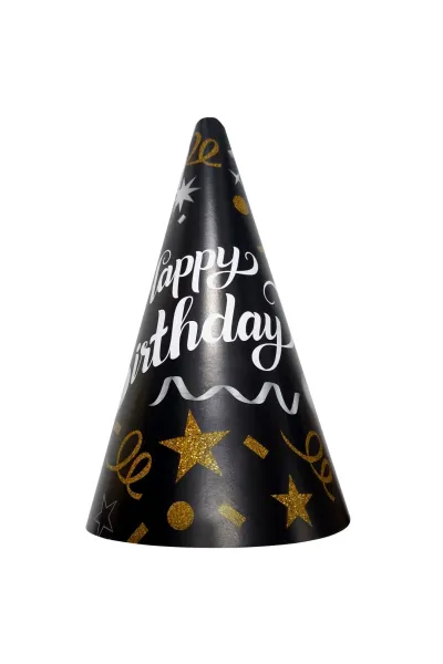 8 Lİ HAPPY BİRTHDAY SİYAH ŞAPKA