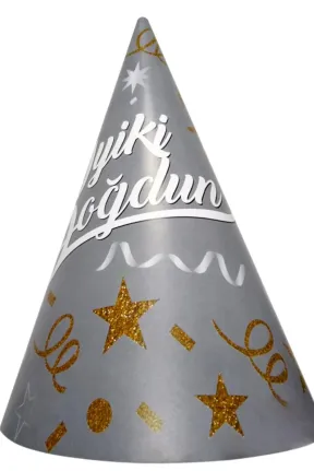 8 Lİ İYİKİ DOĞDUN GÜMÜŞ ŞAPKA