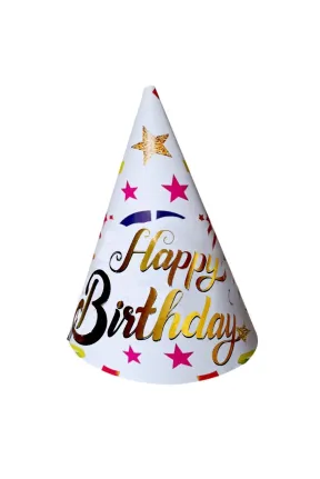 8 Lİ YILDIZ KONFETİLİ HAPPY BİRTHDAY ŞAPKA