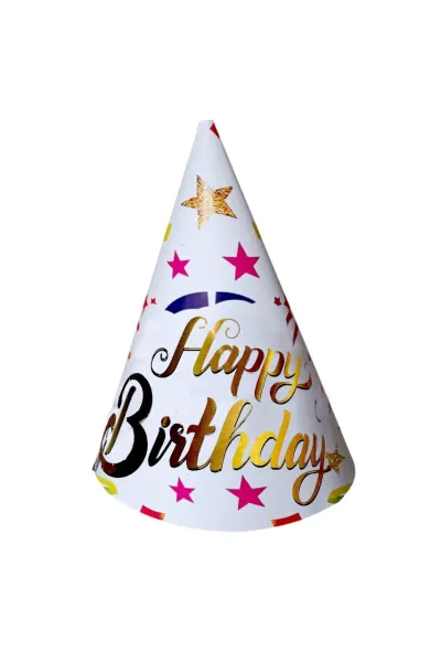 8 Lİ YILDIZ KONFETİLİ HAPPY BİRTHDAY ŞAPKA