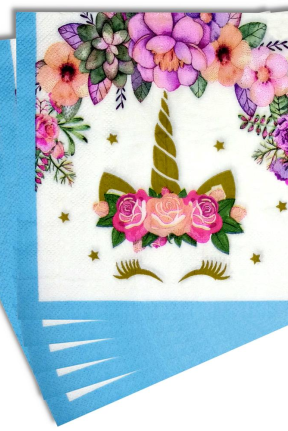 20 Lİ BOYNUZLU UNİCORN MAVİ PEÇETE