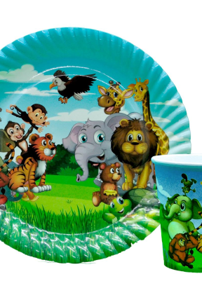 8 Lİ SAFARİ BASKILI TABAK BARDAK SET