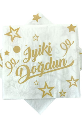 BASKILI PEÇETE İYİ Kİ DOĞDUN BEYAZ GOLD