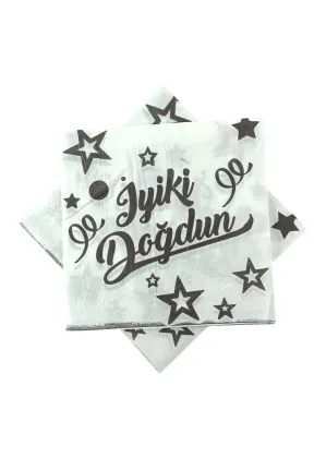 BASKILI PEÇETE İYİ Kİ DOĞDUN BEYAZ SİYAH