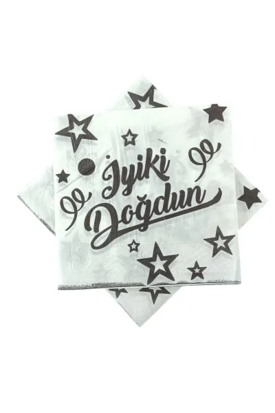 BASKILI PEÇETE İYİ Kİ DOĞDUN BEYAZ SİYAH