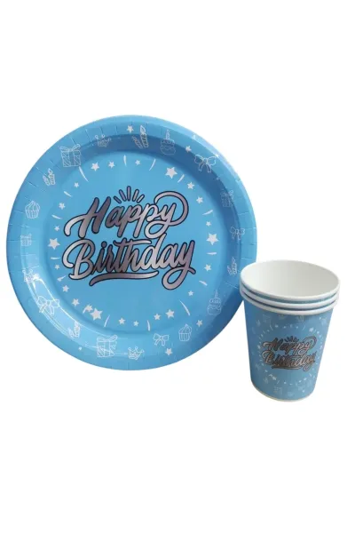 TABAK BARDAK HAPPY BİRTHDAY MAVİ