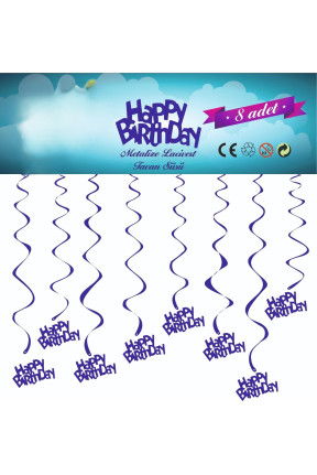 METALİZE LACİVERT HAPPY BİRTHDAY TAVAN SÜSÜ