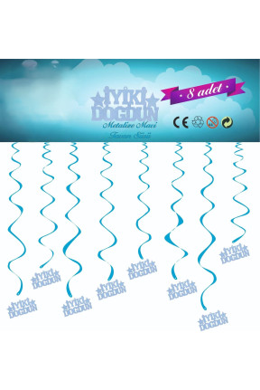 METALİZE MAVİ İYİKİ DOĞDUN TAVAN SÜSÜ