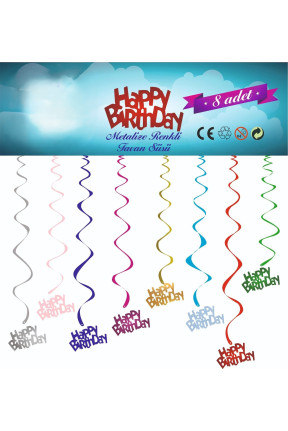 METALİZE RENKLİ HAPPY BİRTHDAY TAVAN SÜSÜ