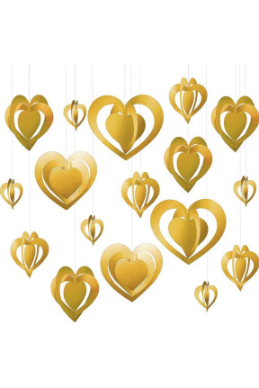 3D TAVAN SÜS 12 Lİ KALP GOLD