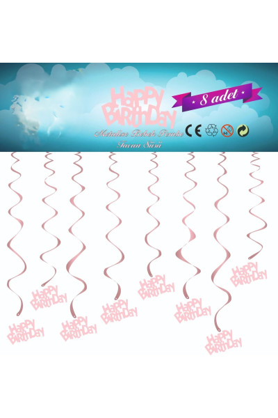 METALİZE PEMBE HAPPY BİRTHDAY TAVAN SÜSÜ