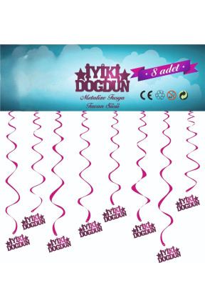 METALİZE FUŞYA İYİKİ DOĞDUN TAVAN SÜSÜ