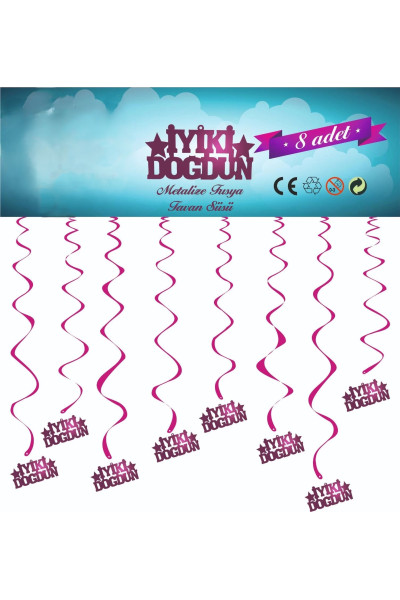 METALİZE FUŞYA İYİKİ DOĞDUN TAVAN SÜSÜ