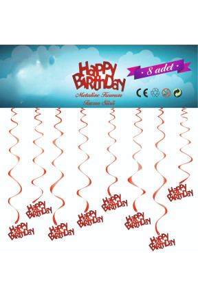 METALİZE KIRMIZI HAPPY BİRTHDAY TAVAN SÜSÜ