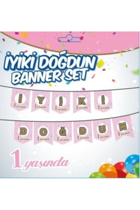 YAZI BANNER 1 YAŞ PEMBE