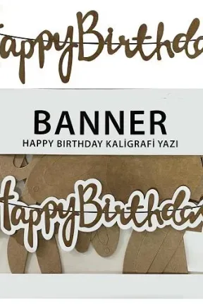 BANNER EL YAZILI HAPPY BİRTHDAY KRAFT UZAR YAZI