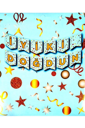 BÜYÜK BANNER İYİKİ DOĞDUN MAVİ UZAR YAZI