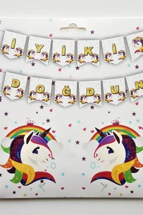 BÜYÜK BANNER UNİCORN İYİKİ DOĞDUN UZAR YAZI