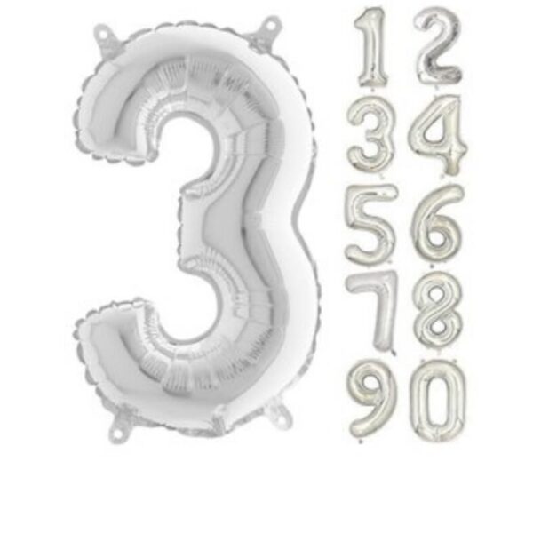 16 INC FOLYO BALON RAKAM GÜMÜŞ 3