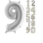 16 INC FOLYO BALON RAKAM GÜMÜŞ 9