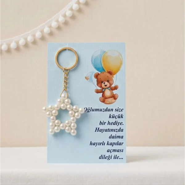 ANAHTARLIK İNCİLİ YILDIZ 25 Lİ NO:03