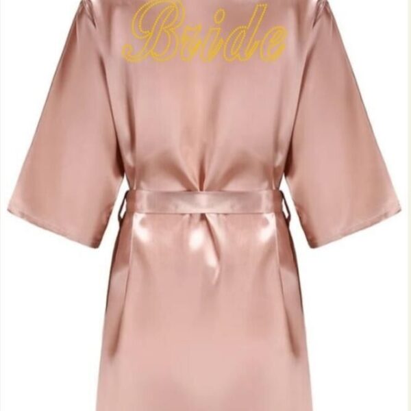 BRİDE SABAHLIK PEMBE GOLD YAZILI