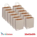 ÇANTA BÜKÜM SAPLI 25 X 12 X 31 H (25AD) GÜMÜŞ