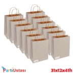 ÇANTA BÜKÜM SAPLI 31 X 12 X 41 H (25AD) GÜMÜŞ