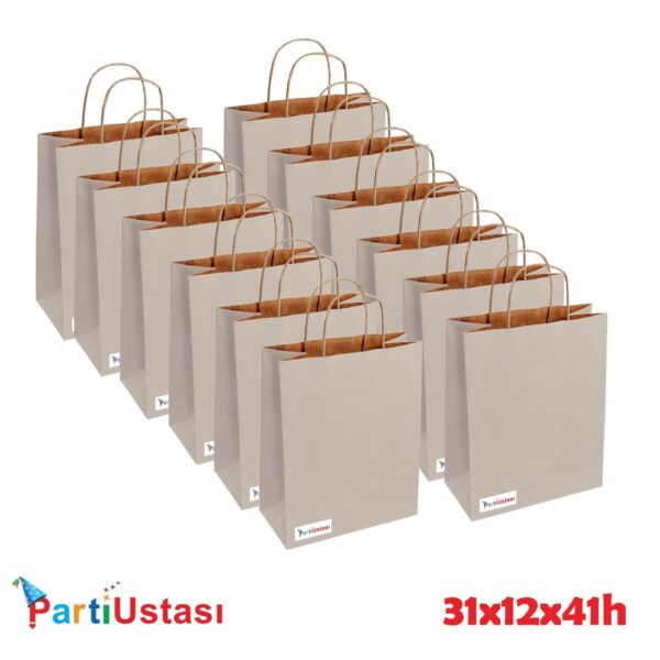 ÇANTA BÜKÜM SAPLI 31 X 12 X 41 H (25AD) GÜMÜŞ