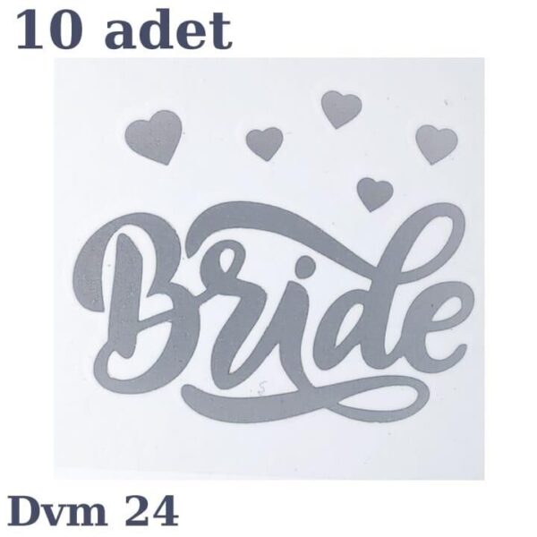 DÖVME BRİDE GÜMÜŞ KALP NO:24 10 LU