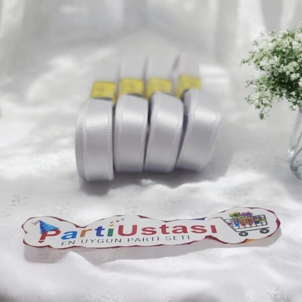 KURDELE SATEN 1 CM 10 METRE (1 PK 10 AD) BEYAZ