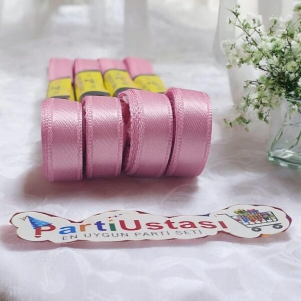 KURDELE SATEN 1 CM 10 METRE (1 PK 10 AD) PEMBE