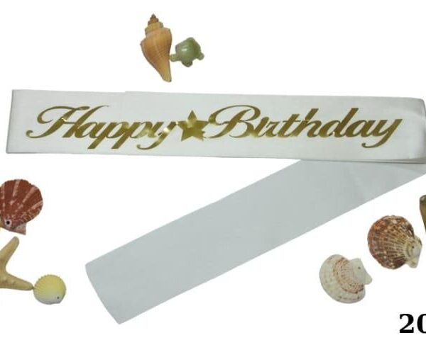 KUŞAK HAPPY BİRTDAY BEYAZ ALTIN
