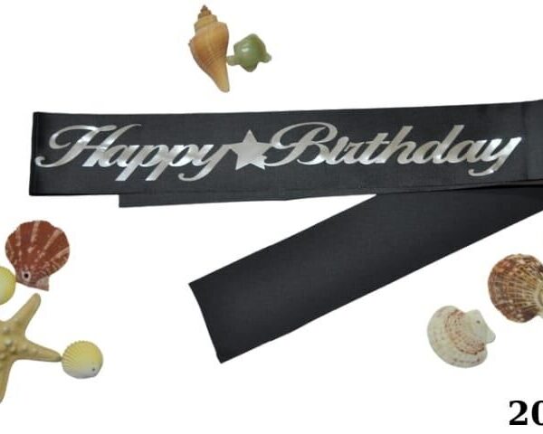 KUŞAK HAPPY BİRTDAY SİYAH GÜMÜŞ