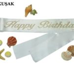 KUŞAK TAŞLI HAPPY BİRTDAY BEYAZ ALTIN